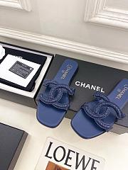 Kitlife Chanel CC Cut Out Mules Sandals Dark Blue Quilted Lambskin - 3