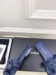 Kitlife Chanel CC Cut Out Mules Sandals Dark Blue Quilted Lambskin - 2