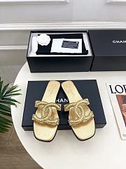 Kitlife Chanel CC Cut Out Mules Sandals Gold Quilted Lambskin  - 1