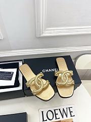 Kitlife Chanel CC Cut Out Mules Sandals Gold Quilted Lambskin  - 4