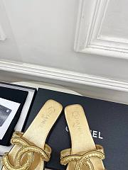 Kitlife Chanel CC Cut Out Mules Sandals Gold Quilted Lambskin  - 3
