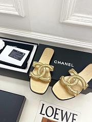 Kitlife Chanel CC Cut Out Mules Sandals Gold Quilted Lambskin  - 2