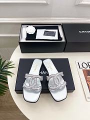 Kitlife Chanel CC Cut Out Mules Sandals Silver Quilted Lambskin  - 1