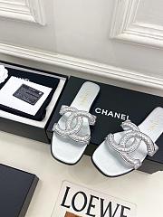 Kitlife Chanel CC Cut Out Mules Sandals Silver Quilted Lambskin  - 5