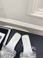 Kitlife Chanel CC Cut Out Mules Sandals Silver Quilted Lambskin  - 3