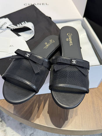Kitlife Chanel Bow-tie Mesh Mules Black