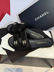 Kitlife Chanel Double C Rhinestone Buckle Velcro Slip-on Sandal Black - 2