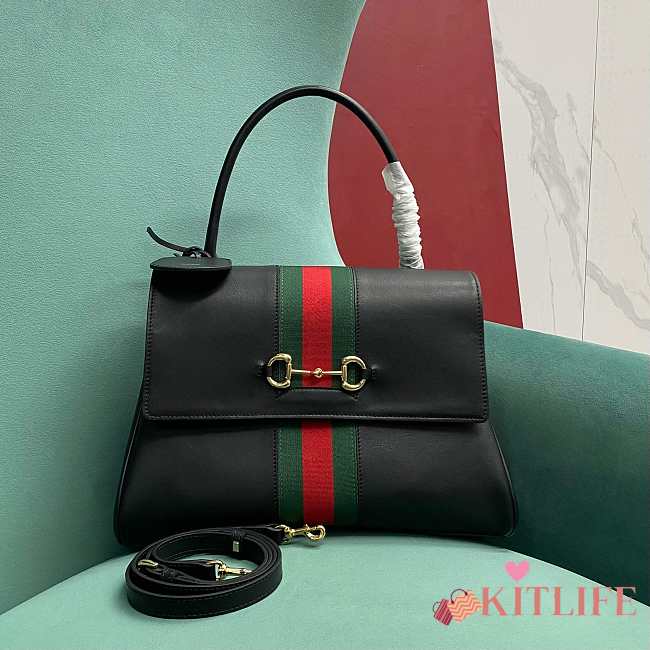 Kitife Gucci Paparazzo Medium Top Handle Bag Black Leather ‎875018 32x24x17cm  - 1