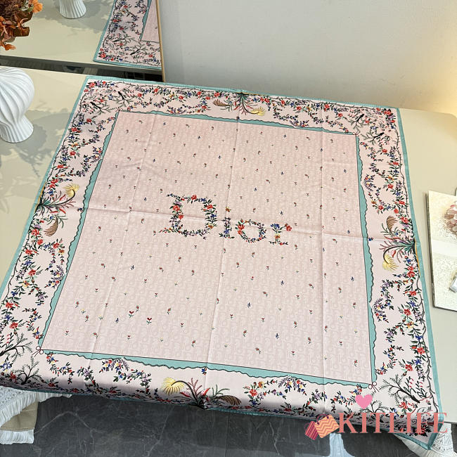 Kitlife Dior Dioramour Revolution Flowers Square Scarf Pink 90x90cm - 1