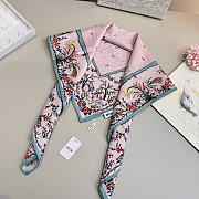 Kitlife Dior Dioramour Revolution Flowers Square Scarf Pink 90x90cm - 6