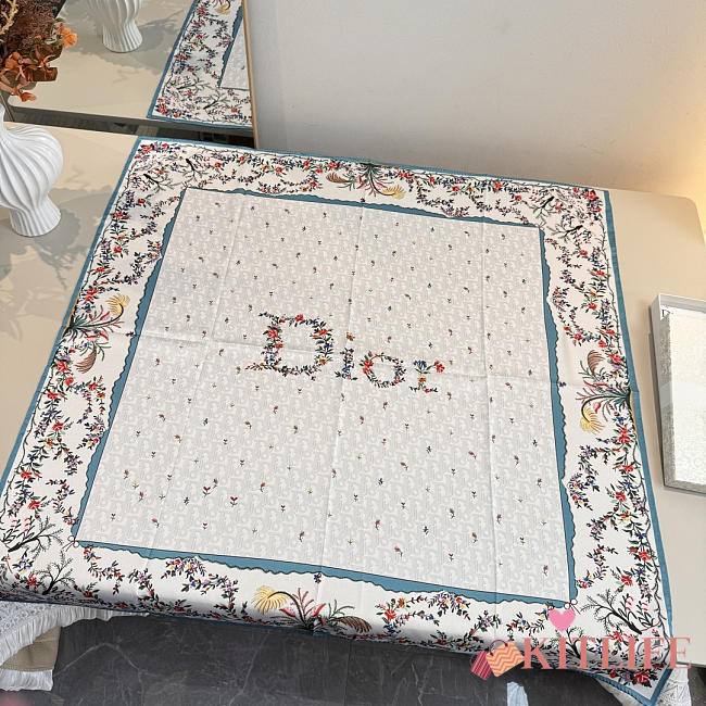 Kitlife Dior Dioramour Revolution Flowers Square Scarf White 90x90cm  - 1