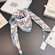 Kitlife Dior Dioramour Revolution Flowers Square Scarf White 90x90cm  - 4