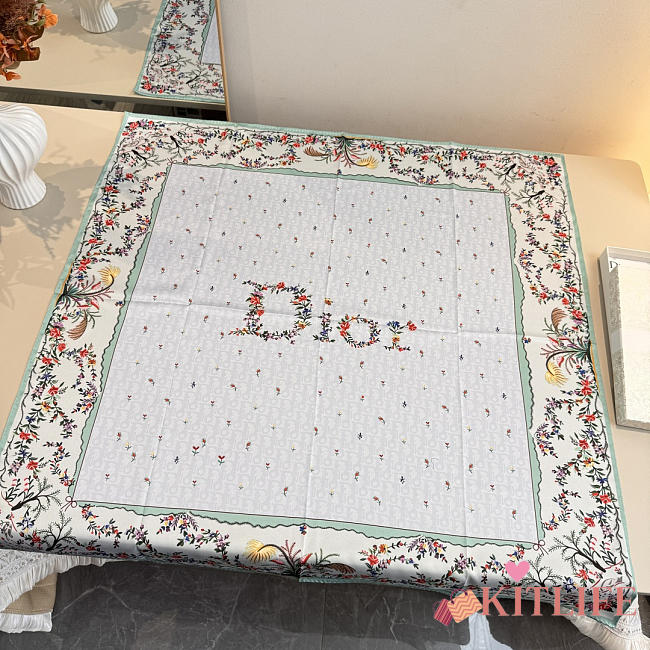 Kitlife Dior Dioramour Revolution Flowers Square Scarf Blue 90x90cm  - 1