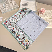 Kitlife Dior Dioramour Revolution Flowers Square Scarf Blue 90x90cm  - 6