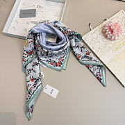 Kitlife Dior Dioramour Revolution Flowers Square Scarf Blue 90x90cm  - 5