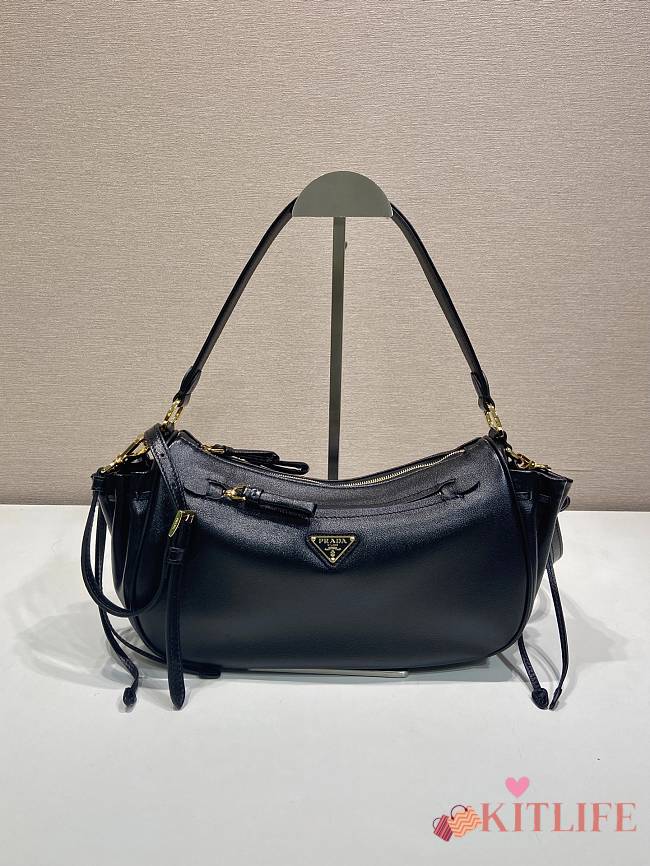Kitlife Prada Small Black Leather Bag 1BC296 27x18x9.5cm - 1