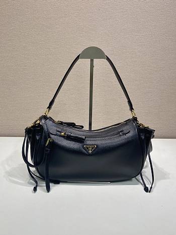 Kitlife Prada Small Black Leather Bag 1BC296 27x18x9.5cm