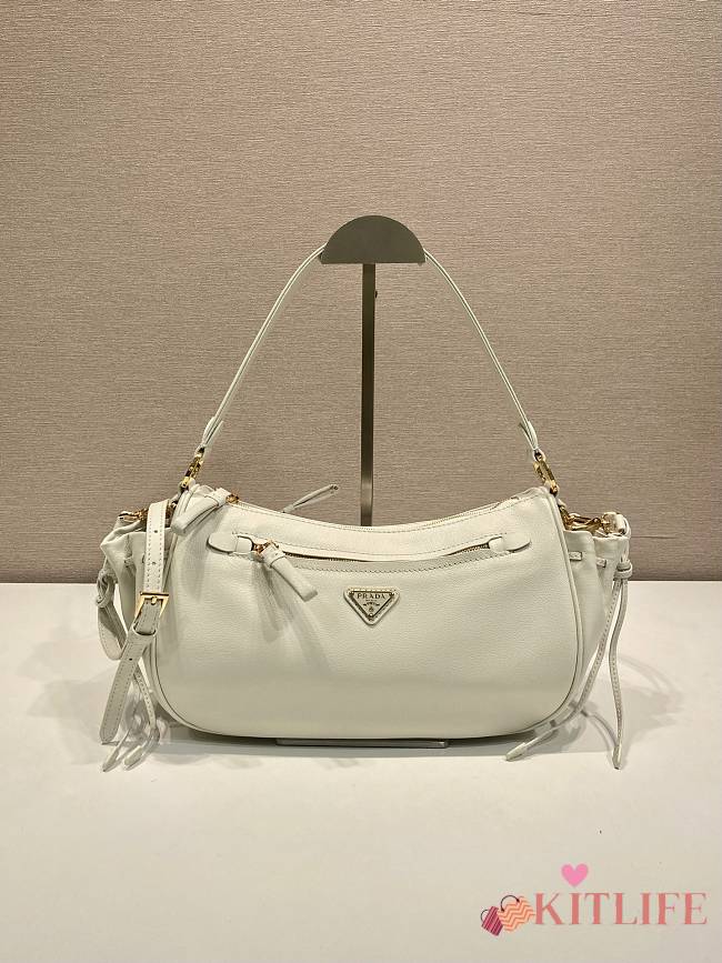 Kitlife Prada Small White Leather Bag 1BC296 27x18x9.5cm  - 1