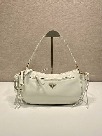 Kitlife Prada Small White Leather Bag 1BC296 27x18x9.5cm 
