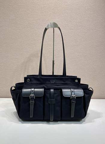 Kitlife Prada Route Large Black Leather Tote Bag 1BG644 34x25x17cm