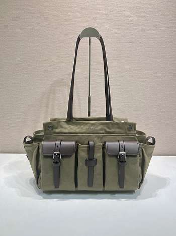Kitlife Prada Small Green Khaki Leather Bag 1BC296 27x18x9.5cm 