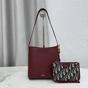 Kitlife Dior Small Dior Médaillon Bucket Bag Burgundy Calfskin M1531 19.5x18.5x11.5cm 