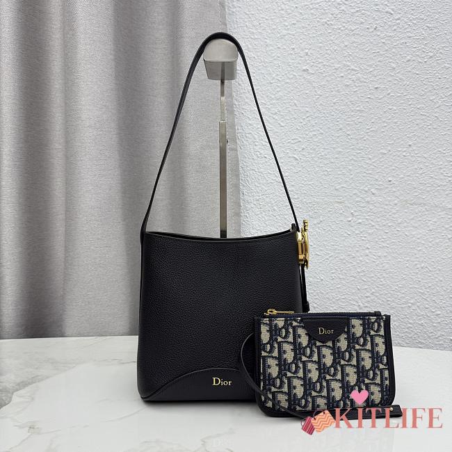 Kitlife Dior Small Dior Médaillon Bucket Bag Black Calfskin M1531 19.5x18.5x11.5cm  - 1