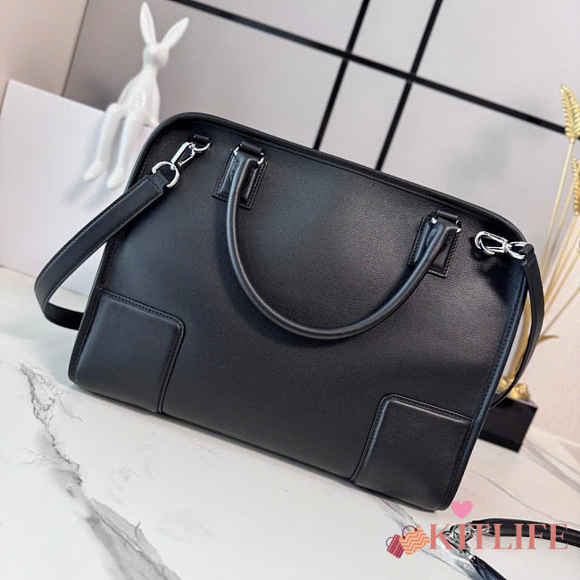Kitlife Loewe Black Leather Amazona 180 Top-handle Bag 34.5x14x27cm - 1