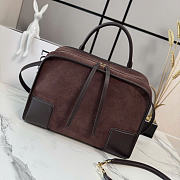 Kitlife Loewe Dark Brown Suede Leather Amazona 180 Top-handle Bag 34.5x14x27cm  - 6