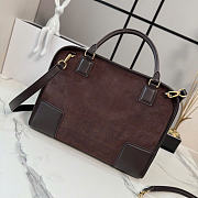 Kitlife Loewe Dark Brown Suede Leather Amazona 180 Top-handle Bag 34.5x14x27cm  - 4