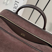 Kitlife Loewe Dark Brown Suede Leather Amazona 180 Top-handle Bag 34.5x14x27cm  - 3