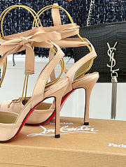 Kitlife Christian Louboutin Cassia Lace Up Alta 160mm Strappy Pumps Beige Crepe Satin  - 2