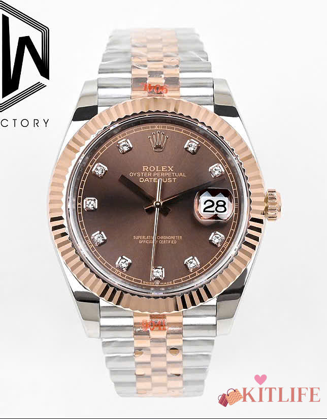 Kitlife Rolex Datejust Watch Brown Diamond Dial 41mm  - 1