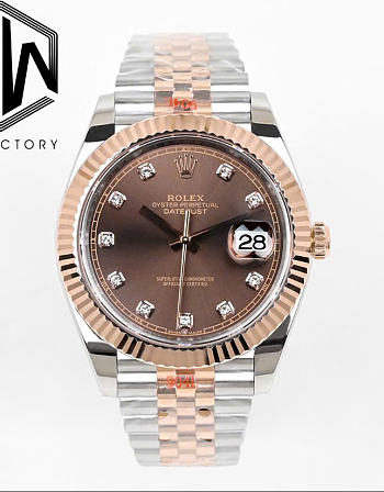 Kitlife Rolex Datejust Watch Brown Diamond Dial 41mm 