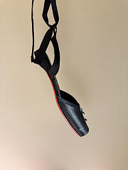 Kitlife Christian Louboutin Cassia Lace Up Ballerinas Black Crepe Satin - 6
