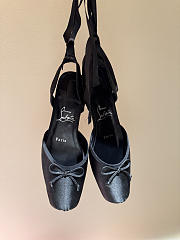Kitlife Christian Louboutin Cassia Lace Up Ballerinas Black Crepe Satin - 3