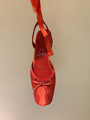 Kitlife Christian Louboutin Cassia Lace Up Ballerinas Red Crepe Satin - 6