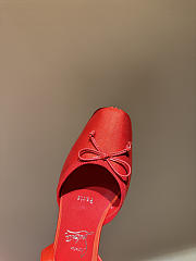 Kitlife Christian Louboutin Cassia Lace Up Ballerinas Red Crepe Satin - 2