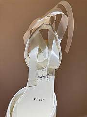 Kitlife Christian Louboutin Cassia Lace Up Ballerinas White Crepe Satin  - 2