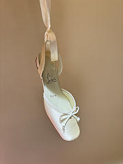 Kitlife Christian Louboutin Cassia Lace Up Ballerinas White Crepe Satin  - 3