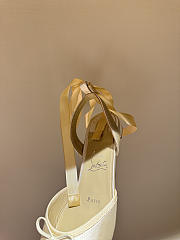 Kitlife Christian Louboutin Cassia Lace Up Ballerinas Light Yellow Crepe Satin - 6