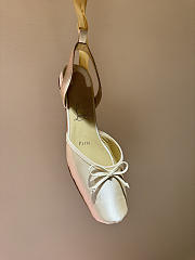 Kitlife Christian Louboutin Cassia Lace Up Ballerinas Light Yellow Crepe Satin - 3