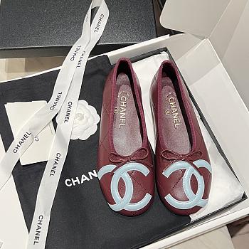 Kitlife Chanel Vintage Kangpeng Ballet Shoes Burgundy & White 