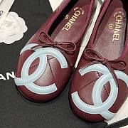 Kitlife Chanel Vintage Kangpeng Ballet Shoes Burgundy & White  - 5