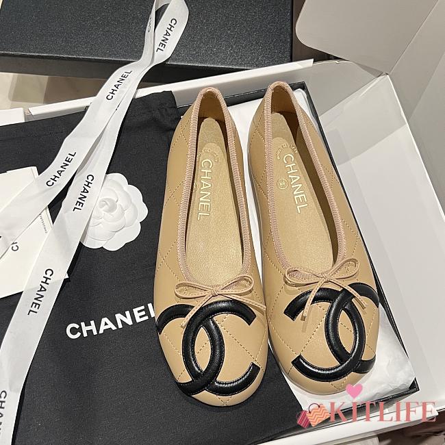 Kitlife Chanel Vintage Kangpeng Ballet Shoes Beige & Black - 1