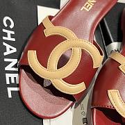 Kitlife Chanel Vintage Cambon Flat Sandals Burgundy & Beige - 2