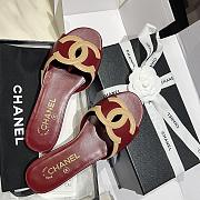 Kitlife Chanel Vintage Cambon Flat Sandals Burgundy & Beige - 4