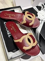 Kitlife Chanel Vintage Cambon Flat Sandals Burgundy & Beige - 5