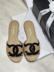 Kitlife Chanel Vintage Cambon Flat Sandals Beige & Black  - 1
