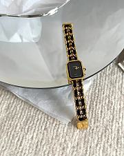 Kitlife Chanel Vintage Sugar Cube Black Gold Leather Chain Watch - 1